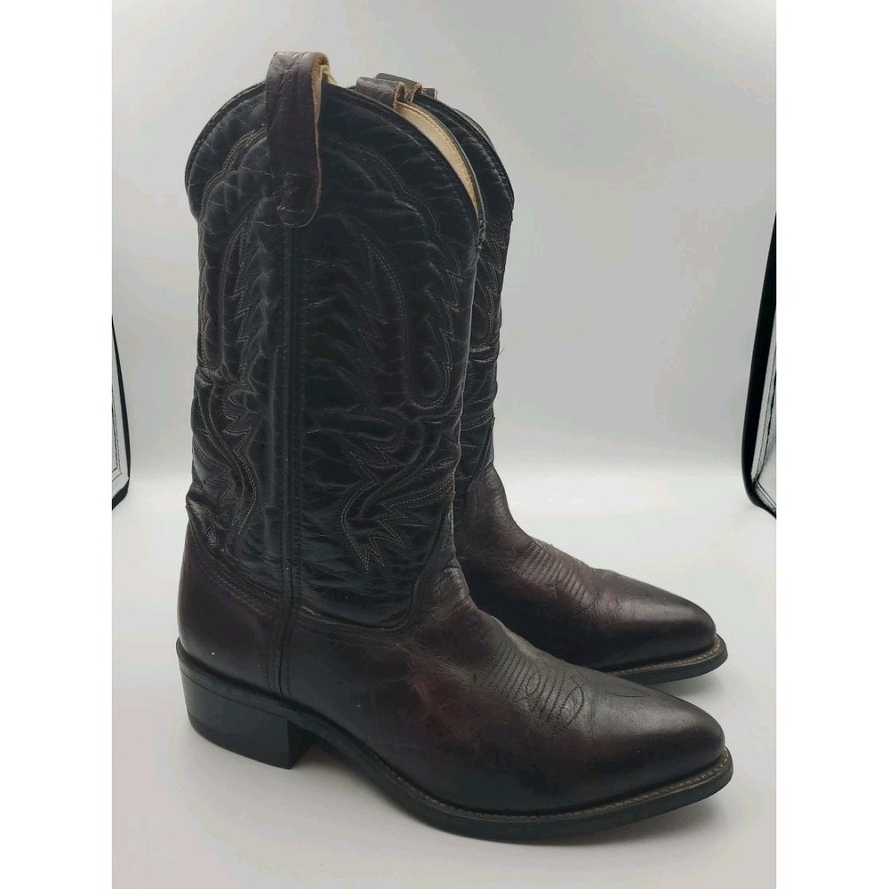 Vintage Iron Age Men's Cowboy Boots Size‎ 9.5 D Safety Toe Black Cherry USA